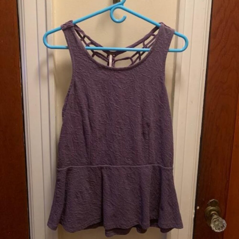 Dusty Purple Free People Peplum Macrame Top